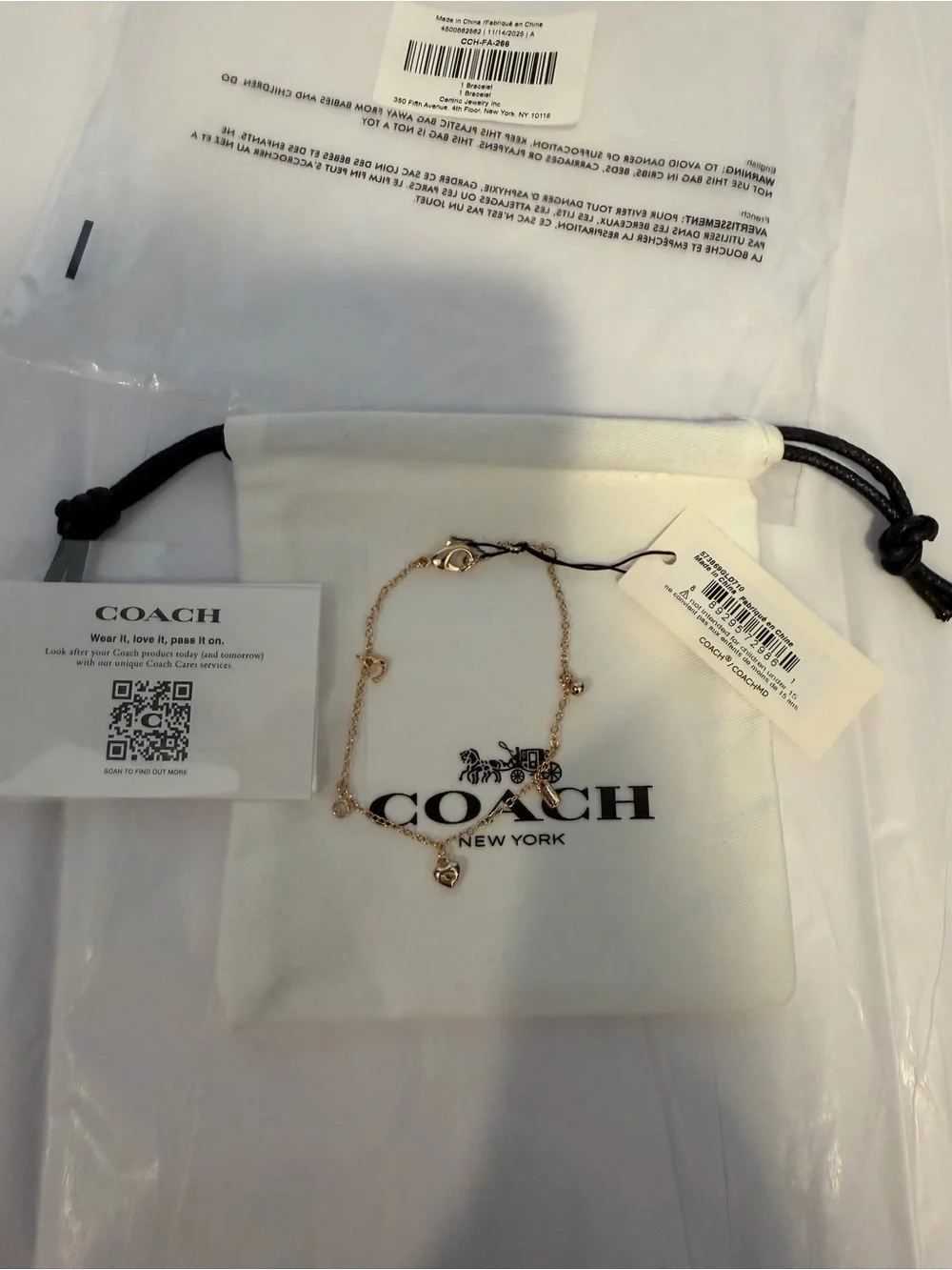 Coach Gold Tone Charm Bracelet NWT